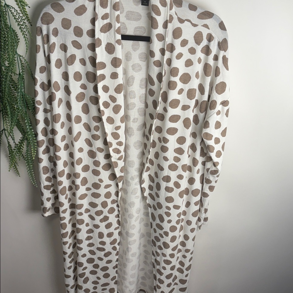 Ann Taylor White Cardigan with Brown Dots - Picture 4 of 8